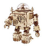 Wooden Robot Handmade Diy Assembled Model Music Box